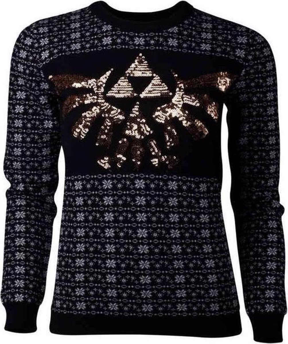 Difuzed Zelda - Tri-Force Glitter Knitted Women's Christmas Sweater