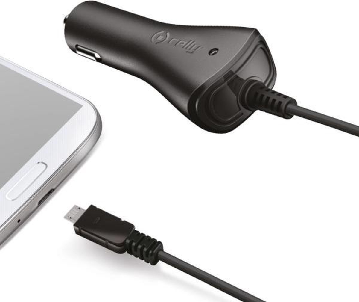 Celly Autolader Micro-usb 1 Ampere - Zwart