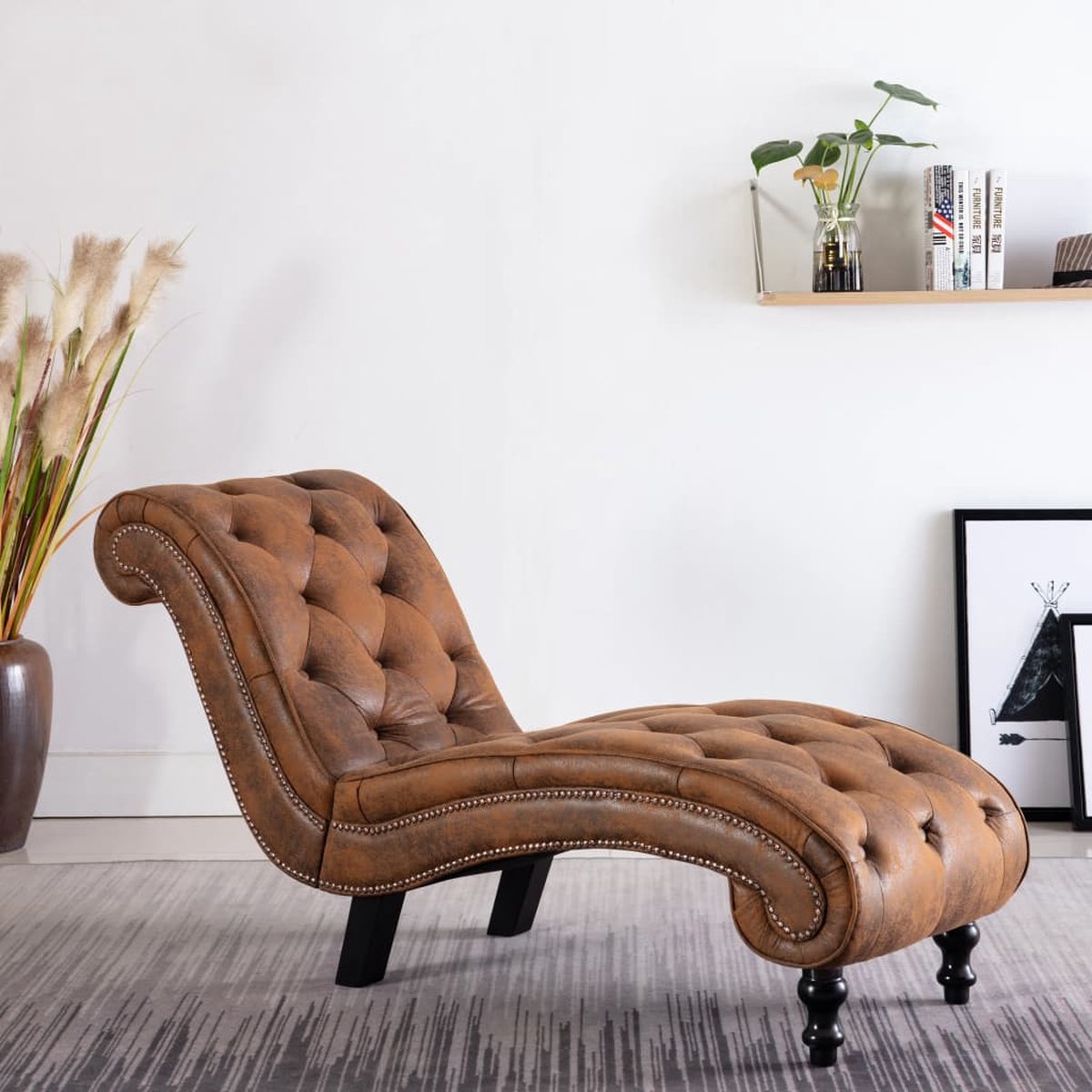 Vidaxl Chaise Longue Kunstsuède - Bruin