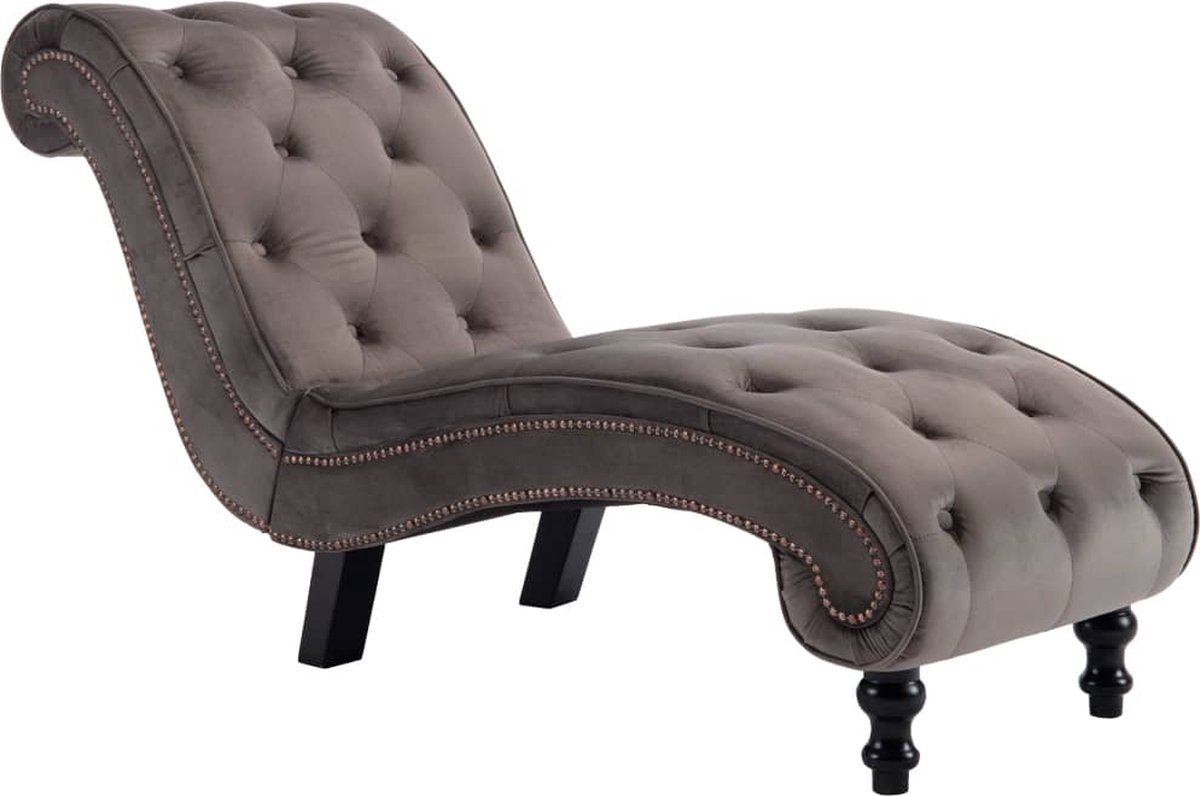 Vidaxl Chaise Longue Fluweel - Grijs