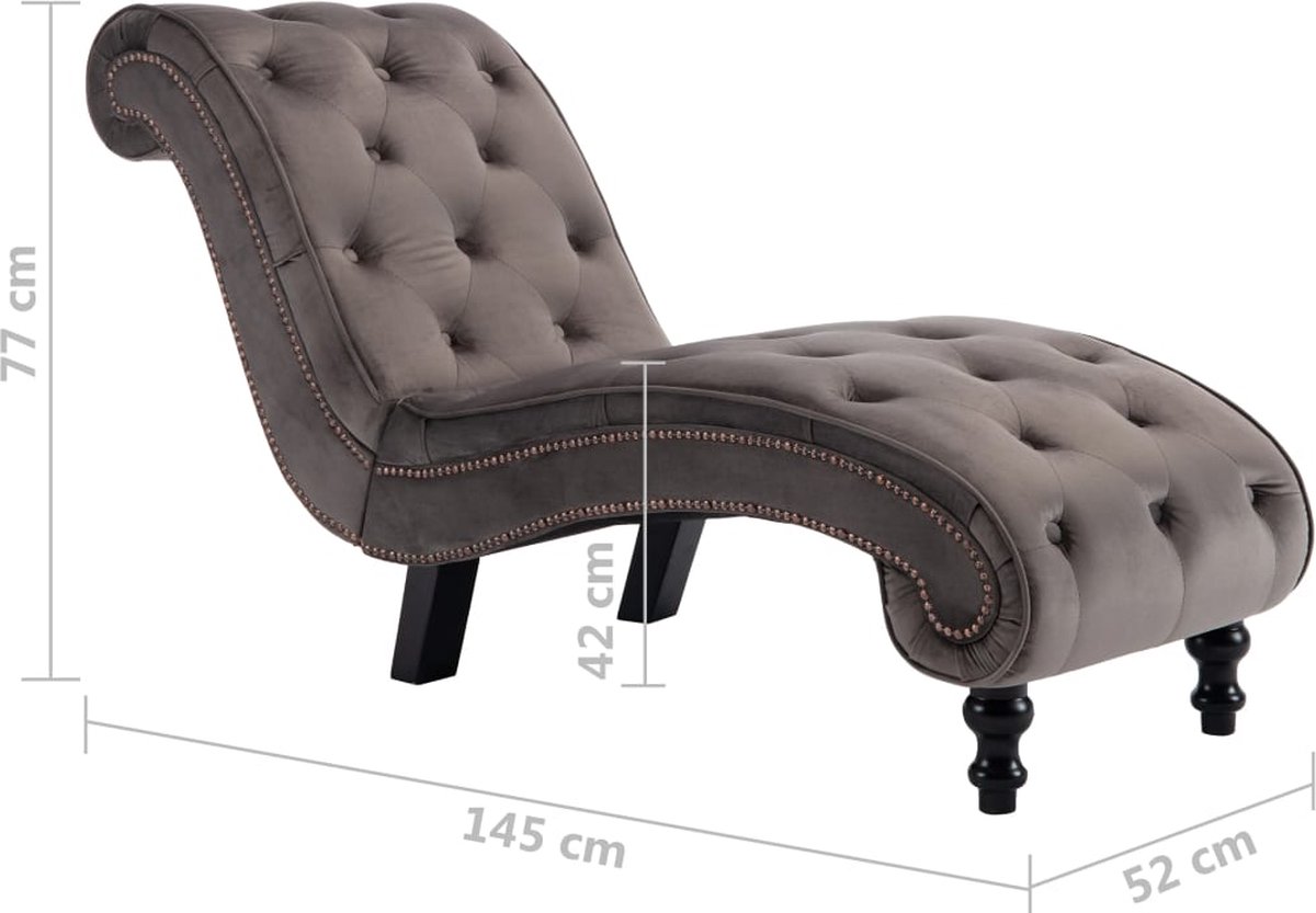 Vidaxl Chaise Longue Fluweel - Grijs