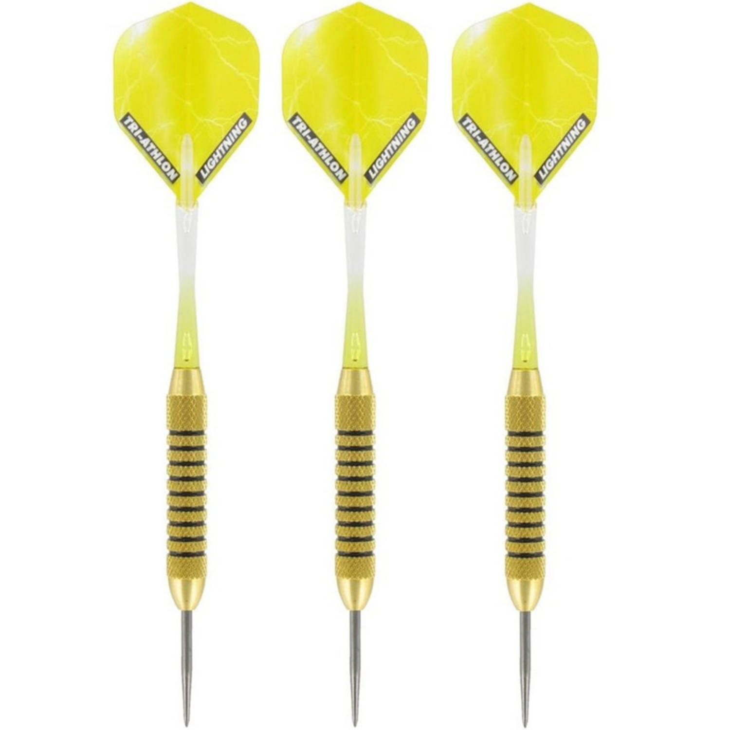 McKicks 1x Set Van 3 Dartpijlen Speedy Yellow Brass 21 Grams - Darten/darts Sport Artikelen Pijltjes Messing