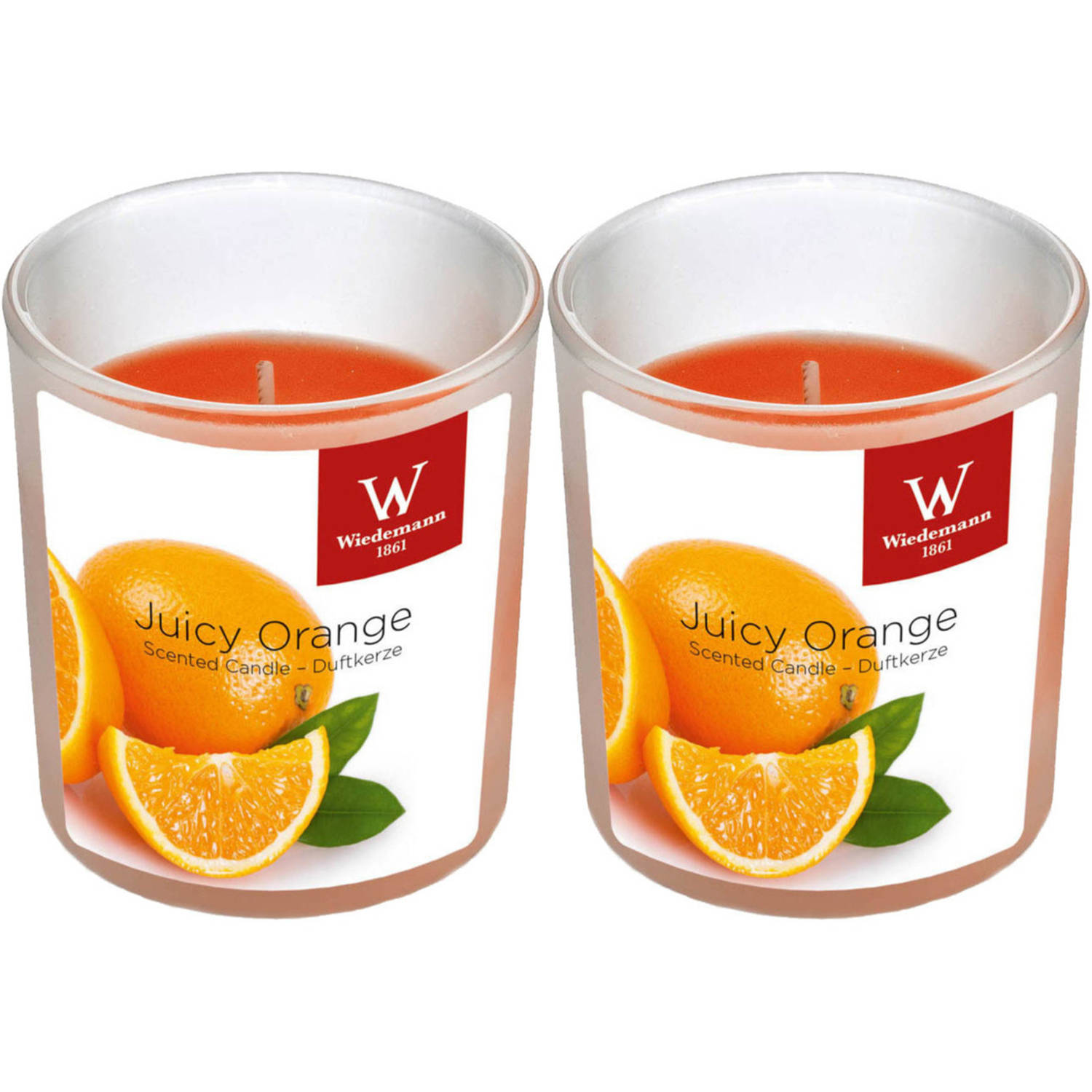 Trend Candles 2x Geurkaarsen Sinaasappel In Glazen Houder 25 Branduren - Geurkaarsen Sinaasappel Geur - Woondecoraties - Oranje