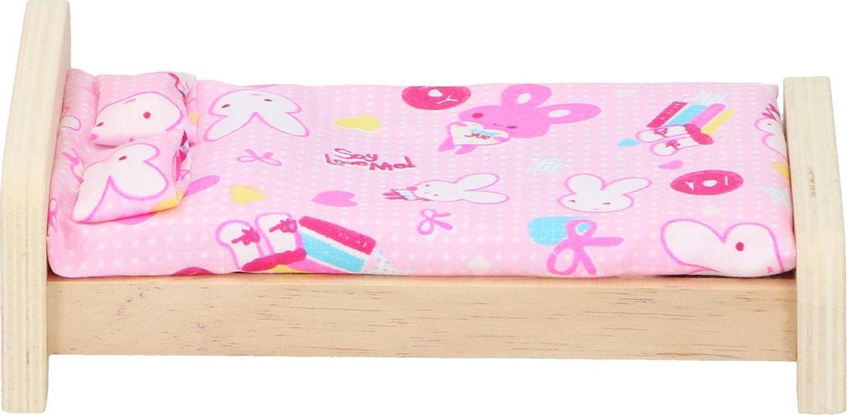 MaxiMondo Marionette Wooden Toys - Houten Poppenhuis Incl. Meubels En Poppetjes - 11-delig - Geel