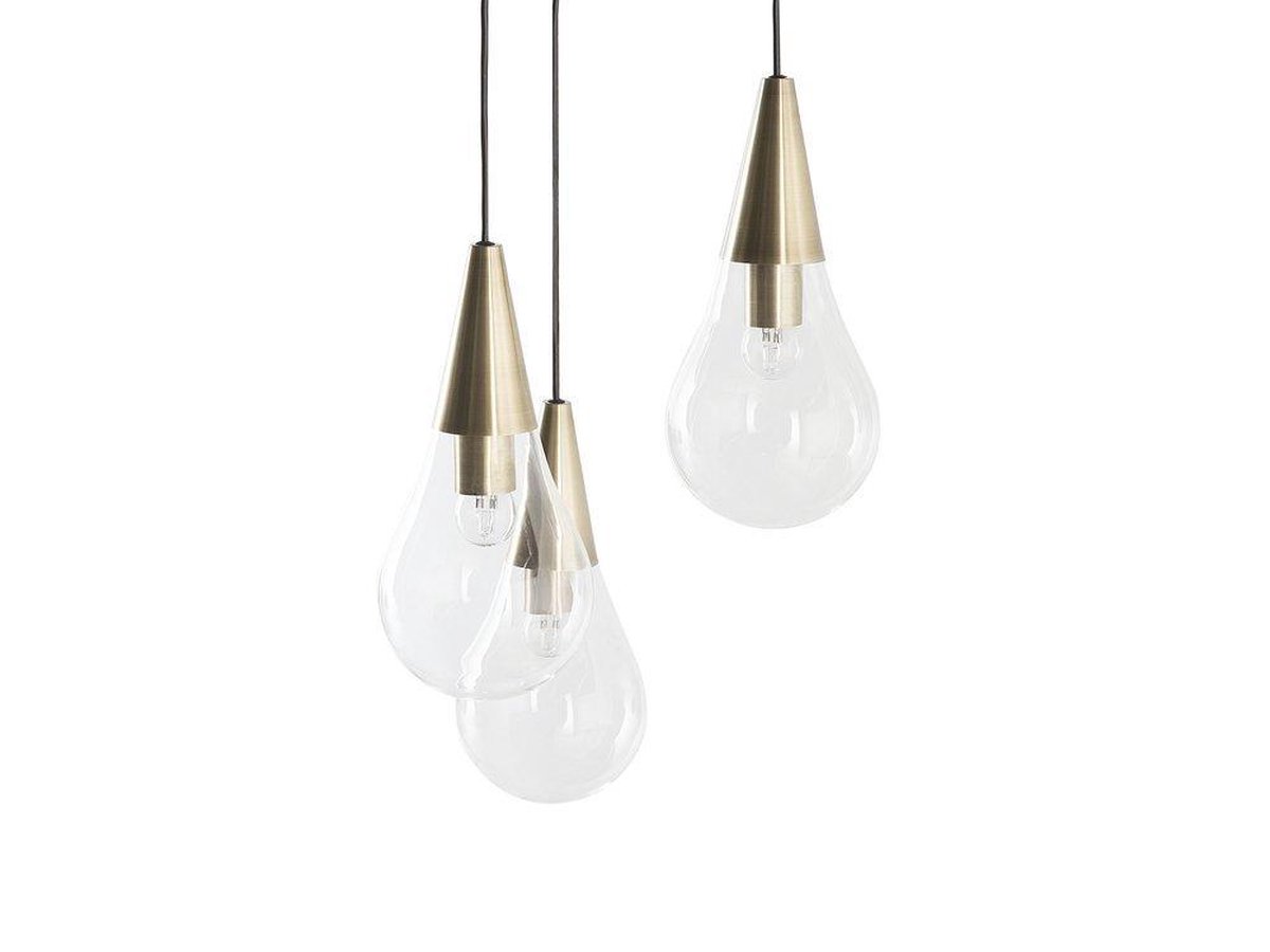 Beliani Vesle Hanglamp Glas 30 X 30 Cm - Goud