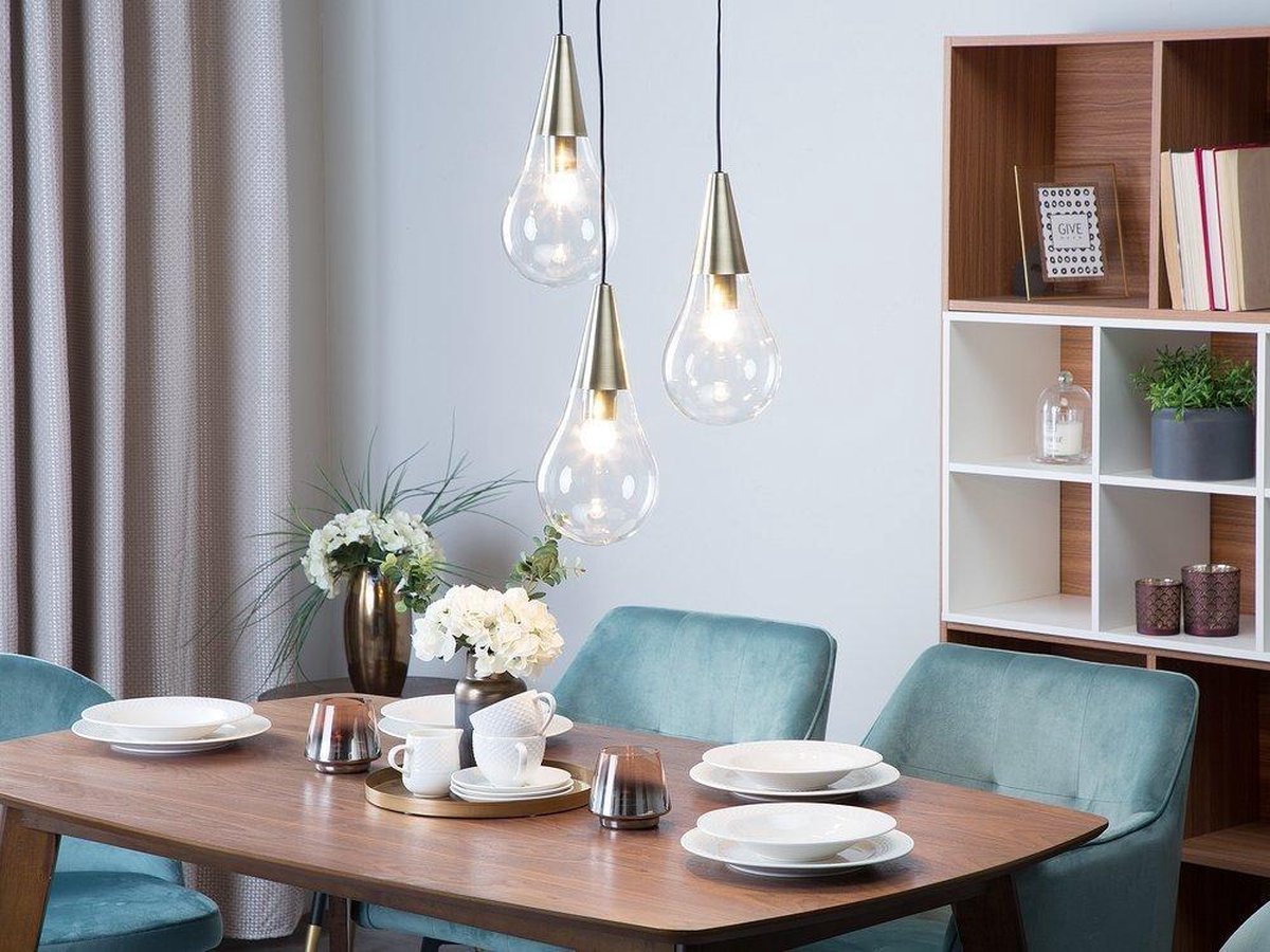 Beliani Vesle Hanglamp Glas 30 X 30 Cm - Goud