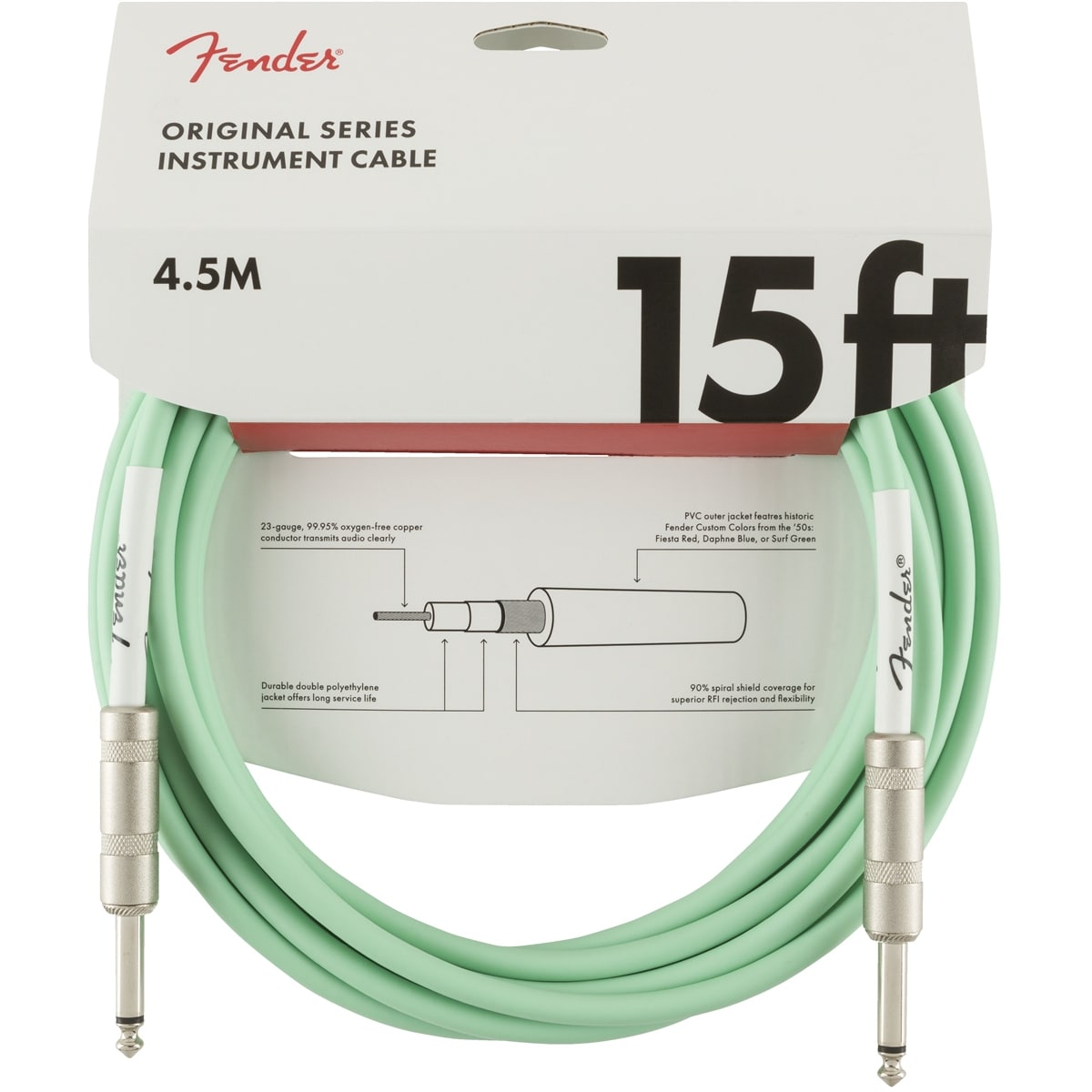 Fender Original Cables instrumentkabel 4.5m Surf Green 6.3mm