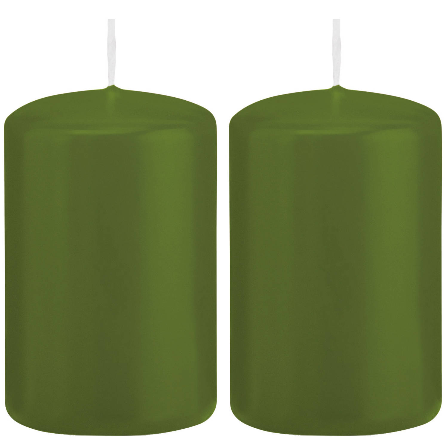 Trend Candles 2x Olijfe Cilinderkaarsen/stompkaarsen 5 X 8 Cm 18 Branduren - Geurloze Kaarsen Olijf - Woondecoraties - Groen