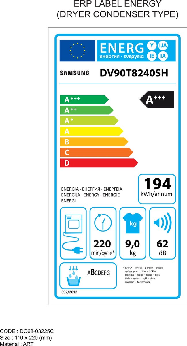 Samsung DV90T8240SH - Wit