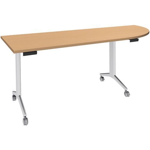 Simmob Tafel Idora 200x80 cm hoek rechts, witte voet