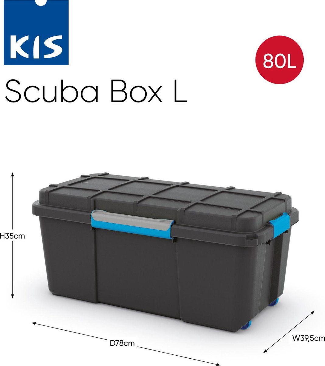 Kis Opbergbox Scubabox - 80 L - Zwart