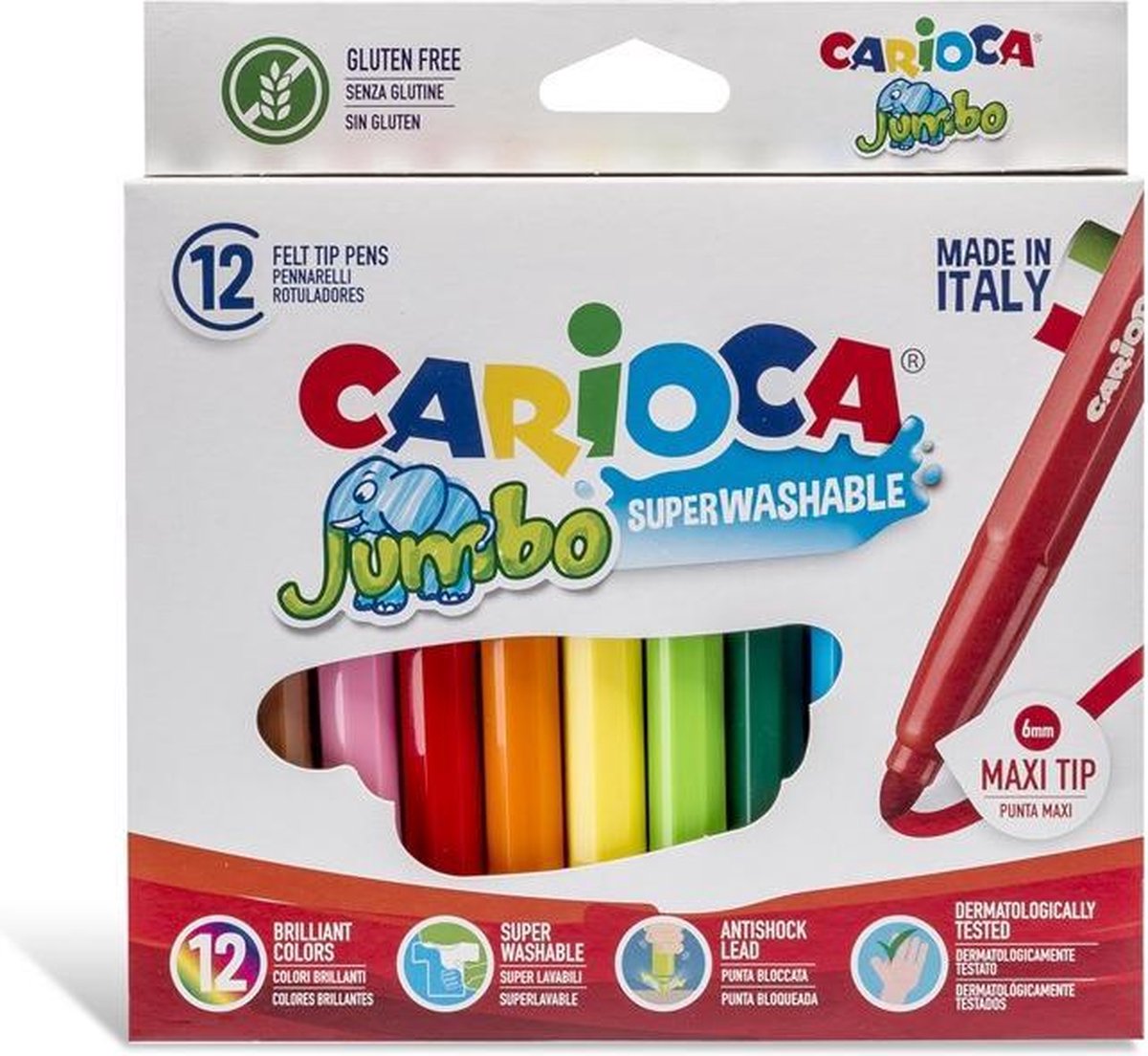 Carioca Viltstift Jumbo Superwashable 12 Stiften In Een Kartonnen Etui