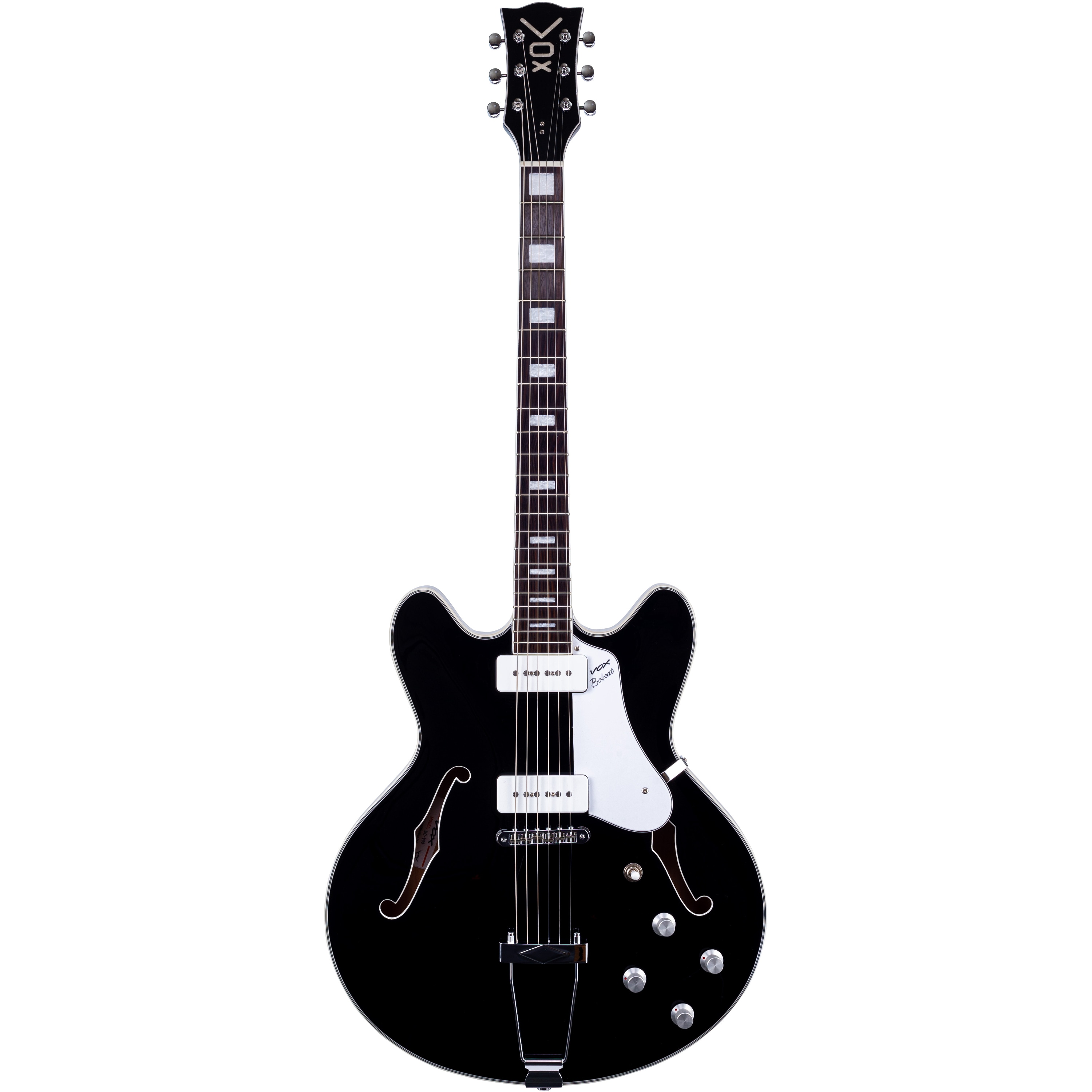 VOX Bobcat V90 semi-hollow body semi-akoestische gitaar - Zwart