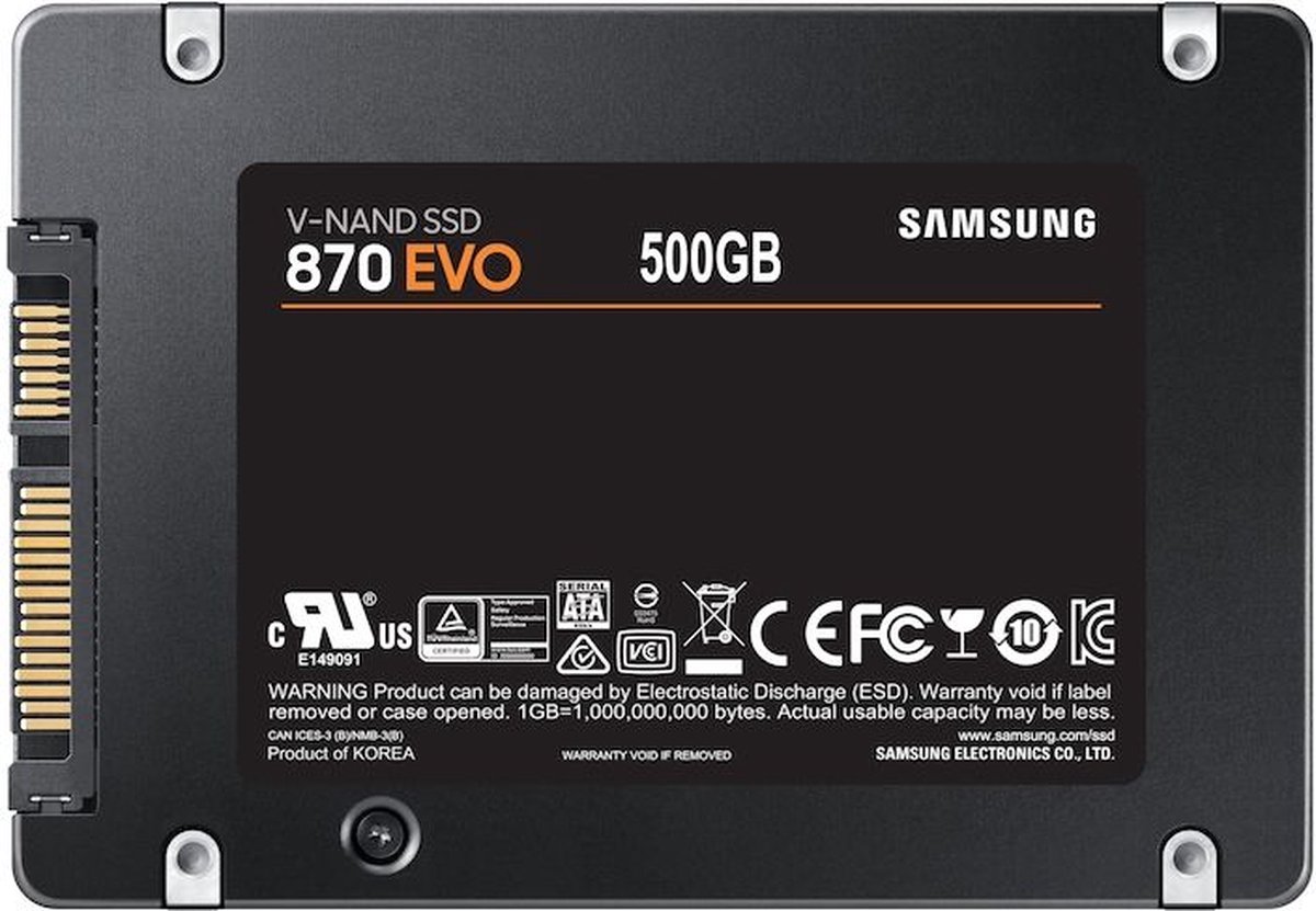 Samsung 870 EVO 2,5 inch 500GB - Zwart