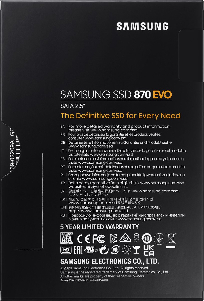 Samsung 870 EVO 2,5 inch 1TB - Zwart