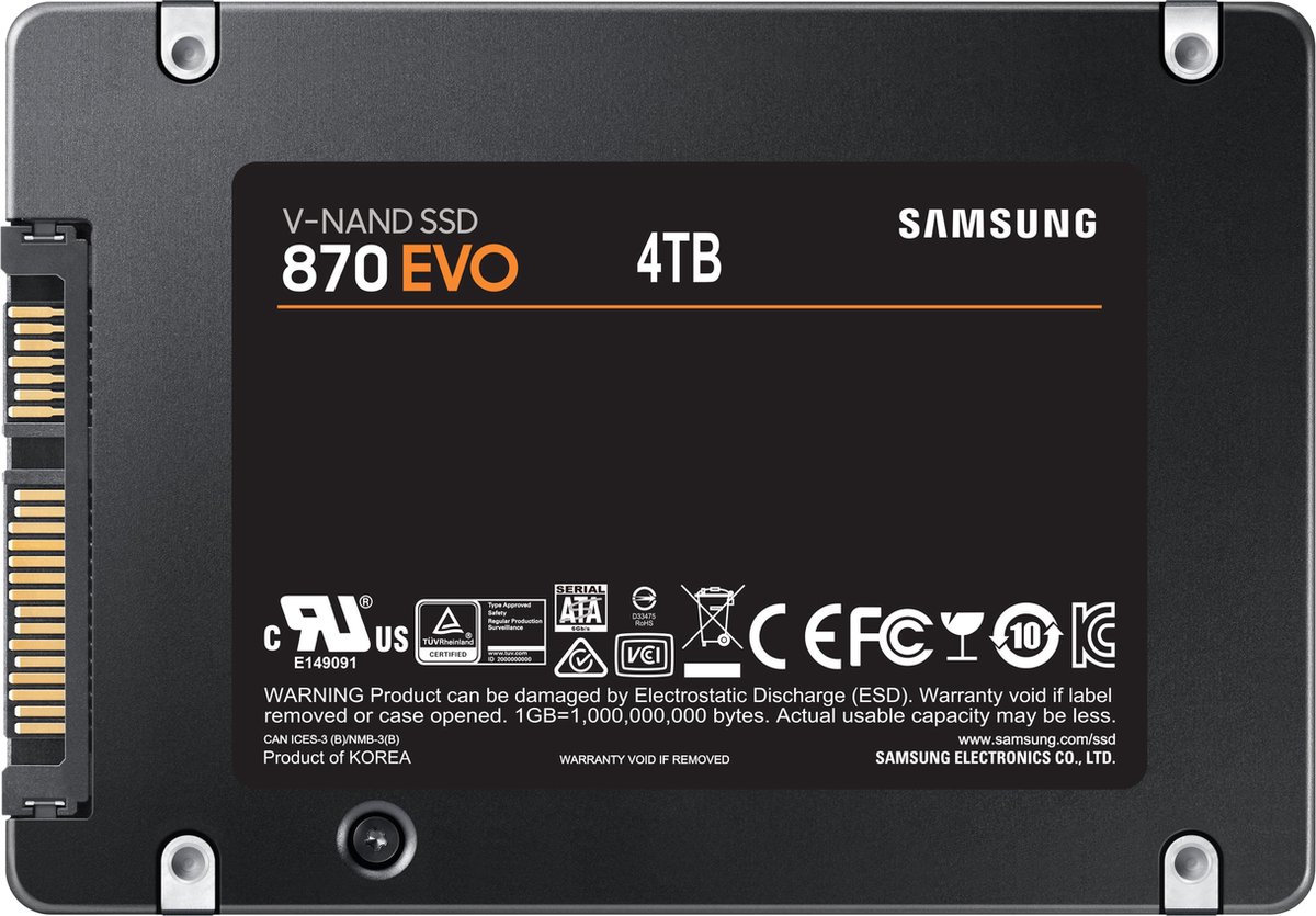 Samsung 870 EVO 2,5 inch 4TB - Zwart