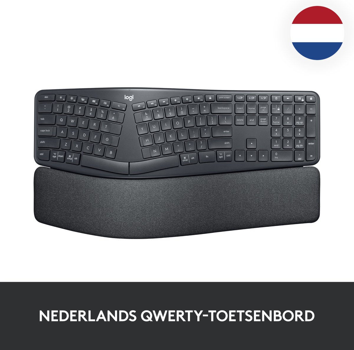 Logitech K860 Ergonomisch Draadloos Toetsenbord Qwerty - Zwart