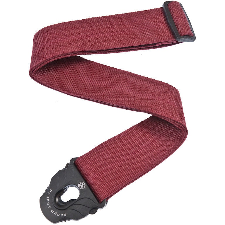 D'Addario PWSPL201 Planet Lock Guitar Strap gitaarband rood