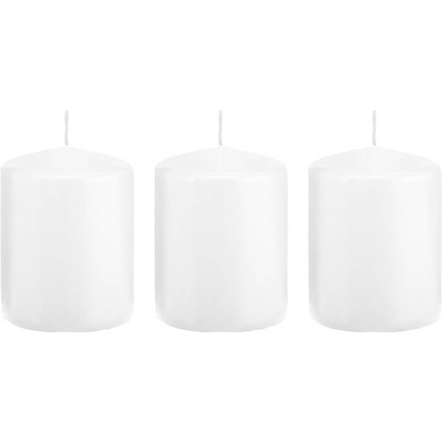 Trend Candles 3xte Cilinderkaarsen/stompkaarsen 6 X 8 Cm 29 Branduren - Geurloze Kaarsen - Woondecoraties - Wit