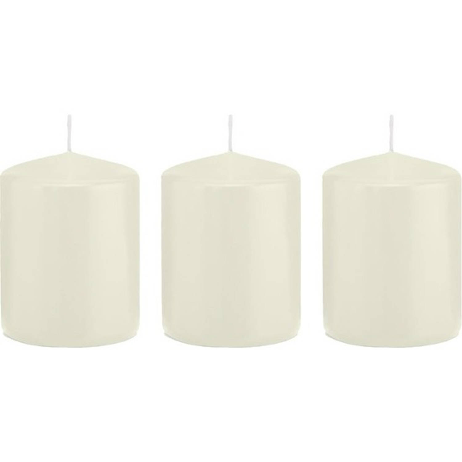 Trend Candles 3x Ivoorte Cilinderkaars/stompkaars 6 X 8 Cm 29 Branduren - Geurloze Kaarsen - Woondecoraties - Wit