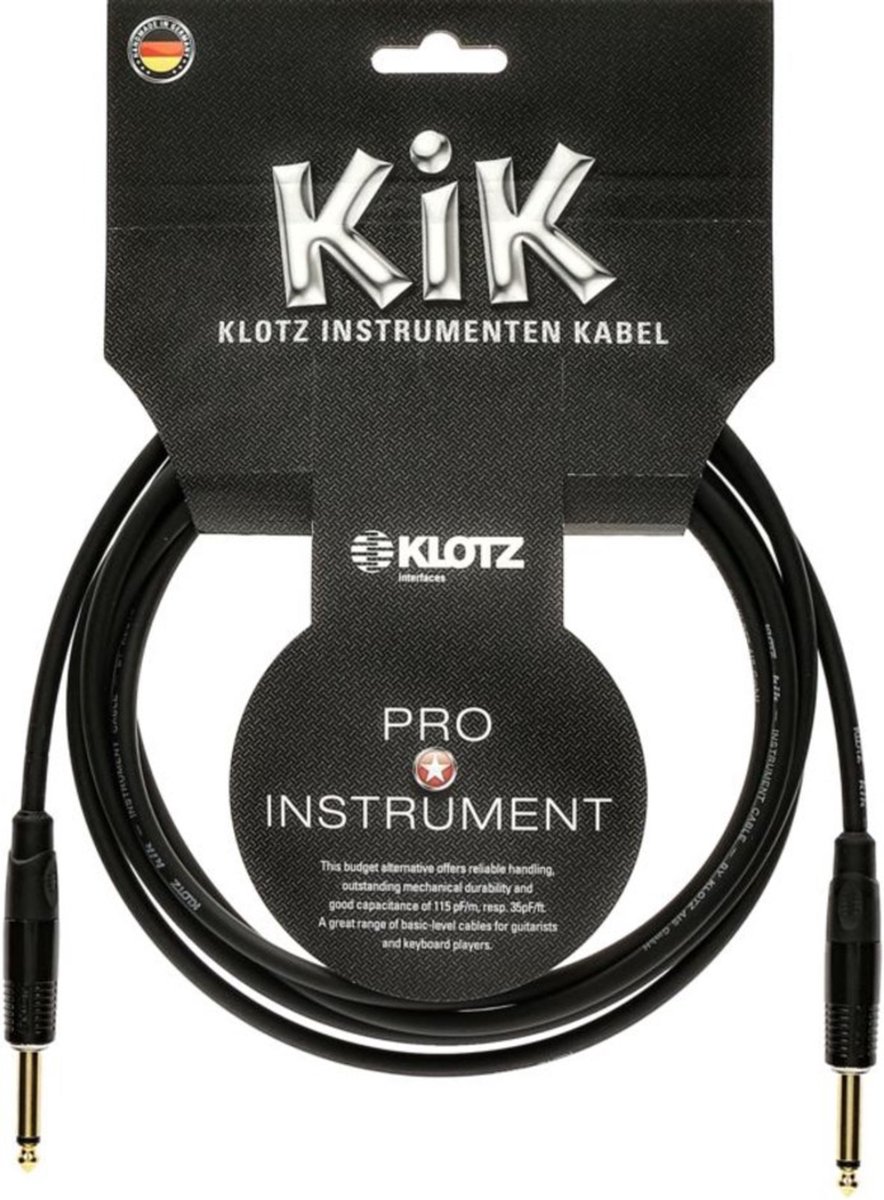 Klotz KIKKG6.0PPSW instrumentkabel 6.35mm 2p verguld 6 meter recht