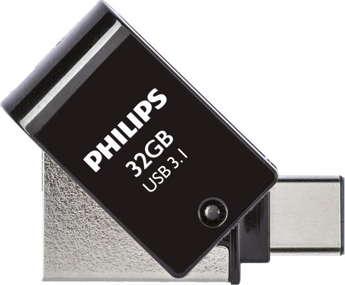 Philips FM32DC152B - 2in1 USB 3.1/USB C 32GB - Zwart