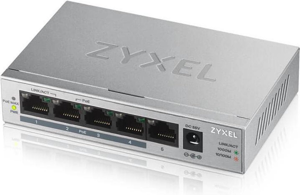 Zyxel GS1005HP Unmanaged Gigabit Ethernet (10/100/1000) Zilver Power over Ethernet (PoE)