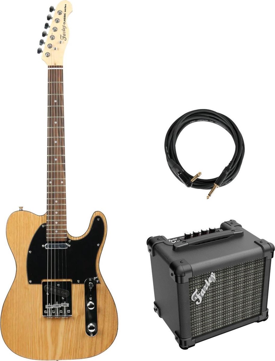 Fazley FTL218 Natural elektrische gitaar + versterker + kabel