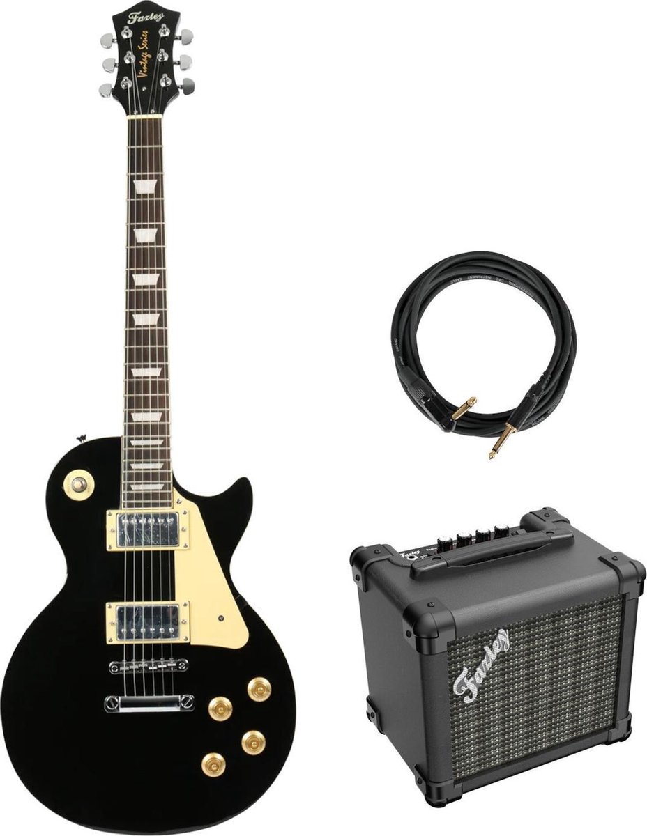 Fazley FLP318 Black elektrische gitaar + versterker + kabel