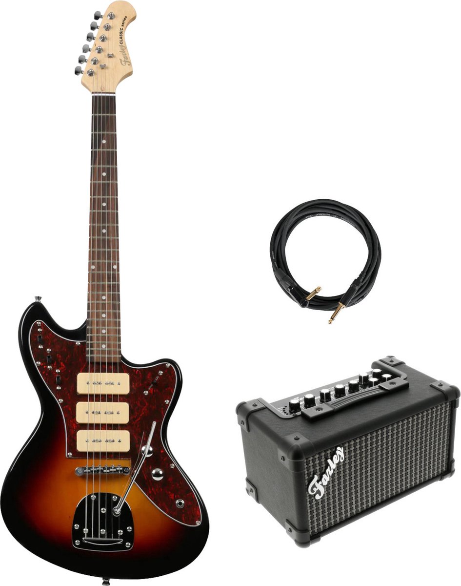 Fazley FJA518 Sunburst elektrische gitaar + versterker + kabel