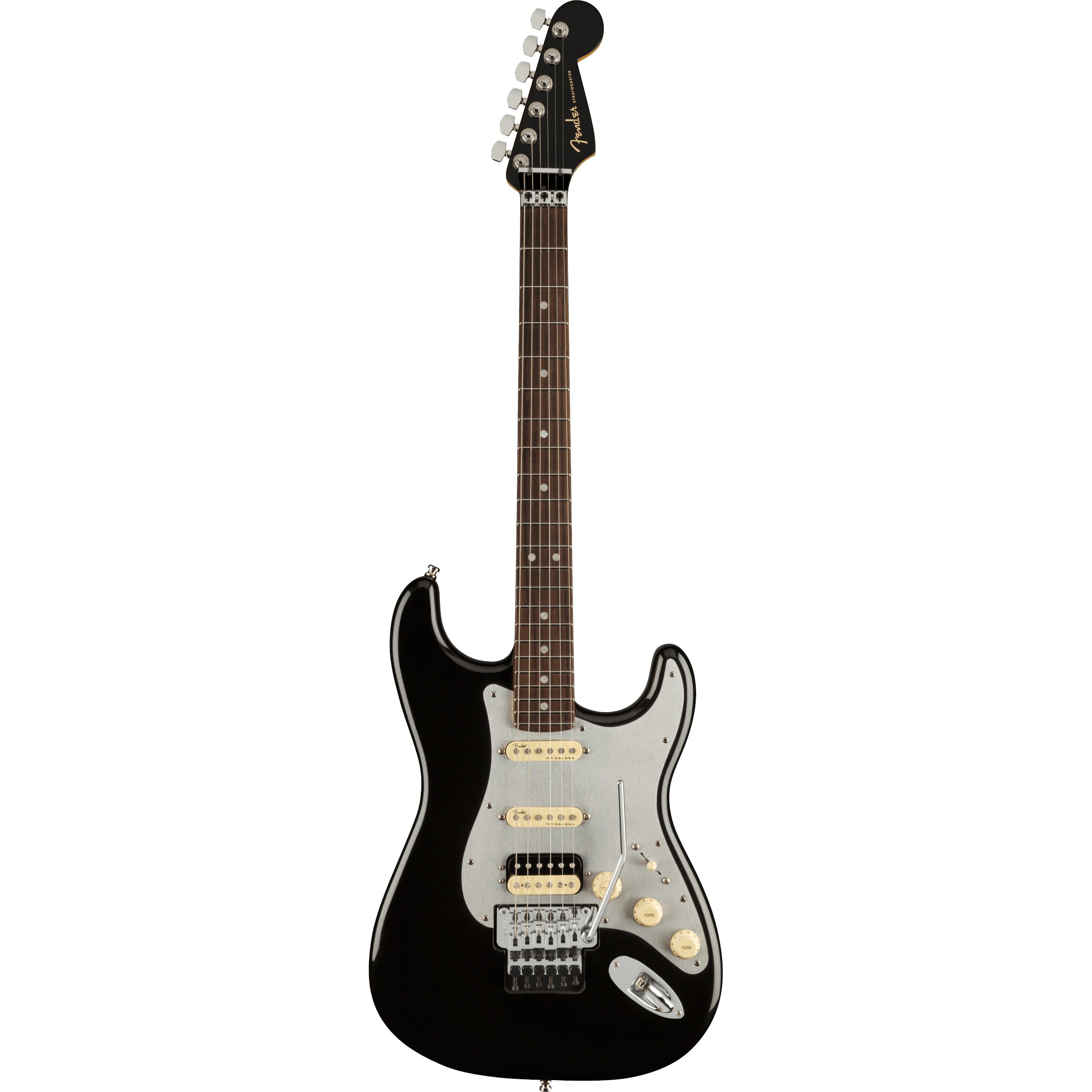 Fender American Ultra Luxe Stratocaster HSS FR Mystic Black RW elektrische gitaar met koffer