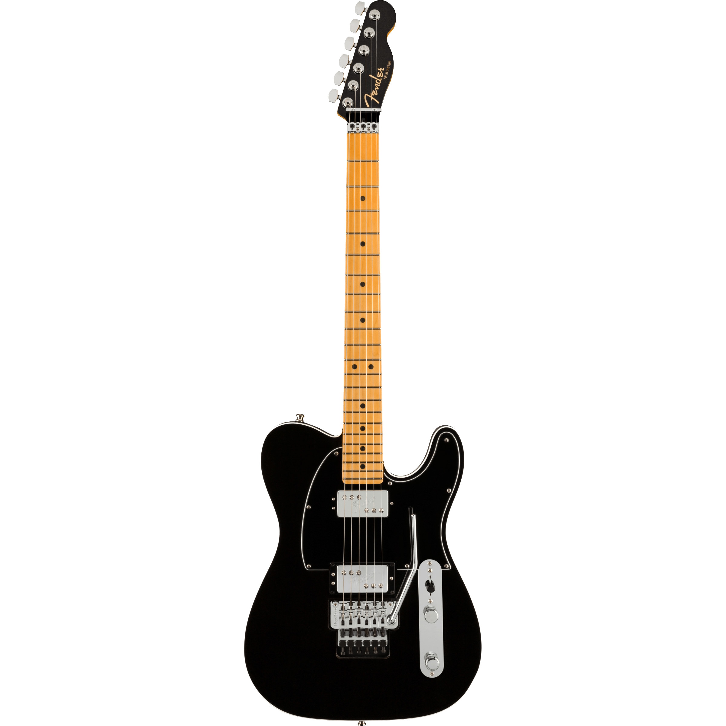 Fender American Ultra Luxe Telecaster HH FR Mystic Black MN elektrische gitaar met koffer