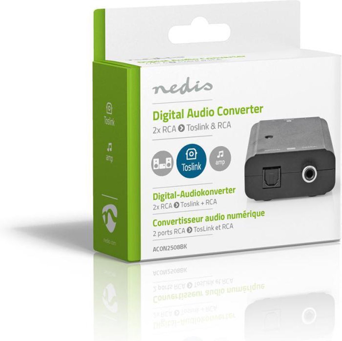 Nedis ACON2508BK audio converter stereo RCA naar Toslink + Coax - Zwart