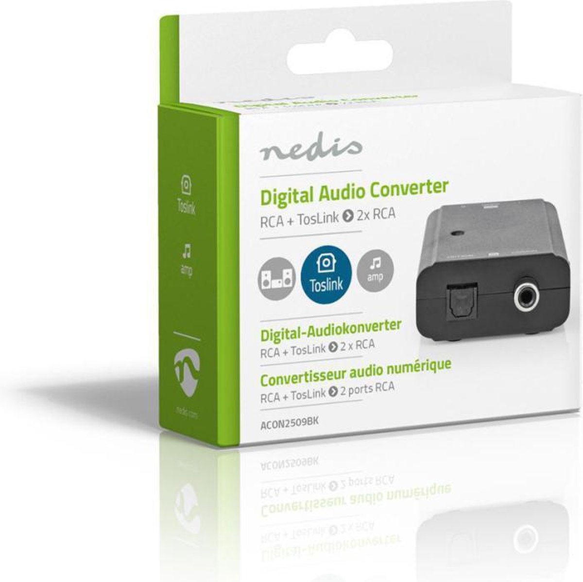 Nedis ACON2509BK audio converter Toslink + Coax naar RCA - Zwart
