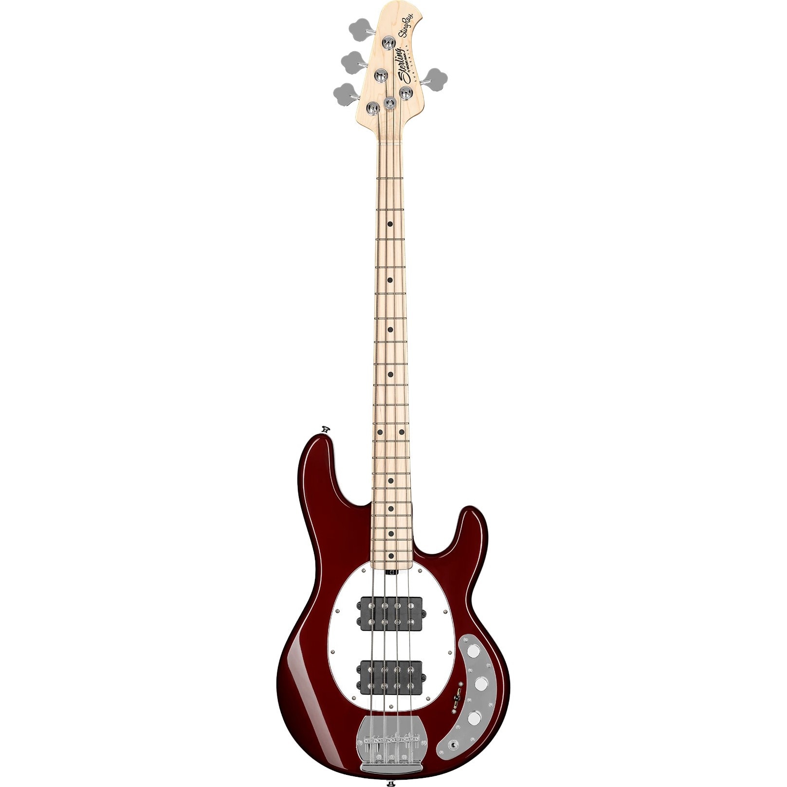 Music Man StingRay Ray4 HH Candy Apple Red elektrische basgitaar