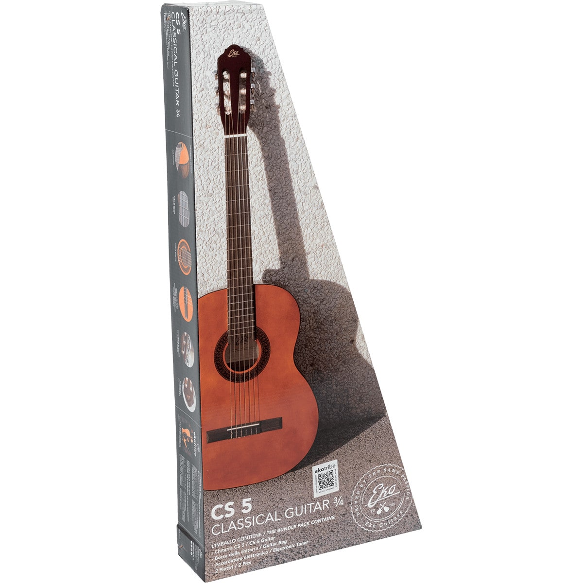 Eko CS5-Pack Natural 3/4-formaat klassieke gitaar starterset