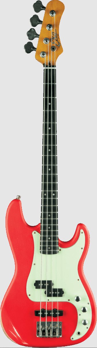 Eko VPJ280V Relic Fiesta Red elektrische basgitaar