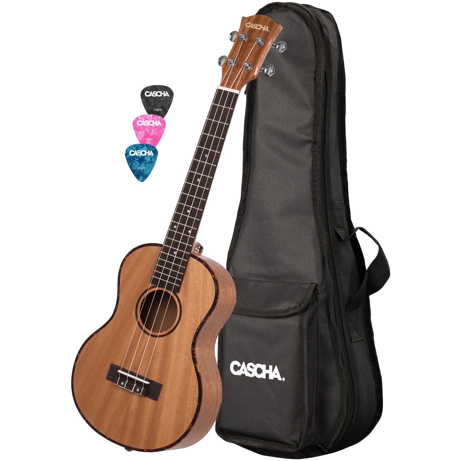 Cascha HH 2048L linkshandige premium tenor ukelele met tas en plectra