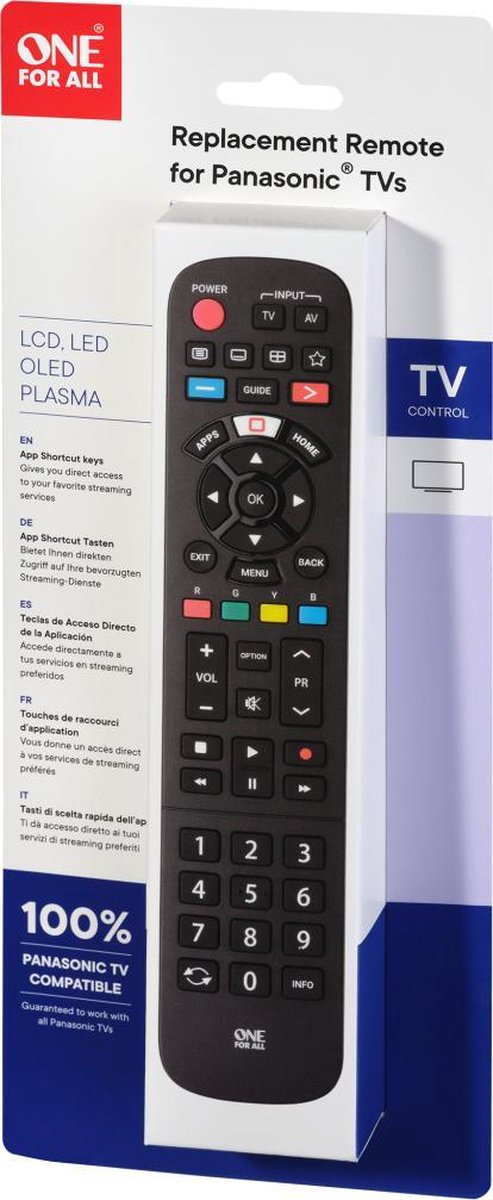 ONE FOR ALL URC4914 Panasonic Afstandsbediening - Zwart