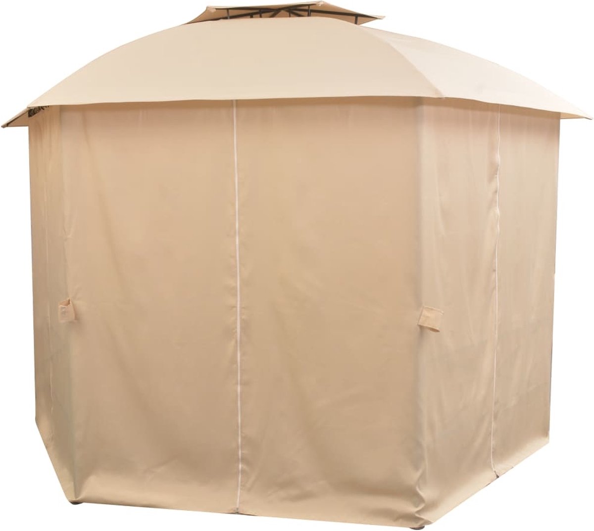 Vidaxl Tuinpaviljoen Met Gordijnen Hexagonaal 360x265 Cm - Beige