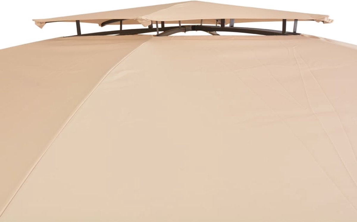 Vidaxl Tuinpaviljoen Met Gordijnen Hexagonaal 360x265 Cm - Beige