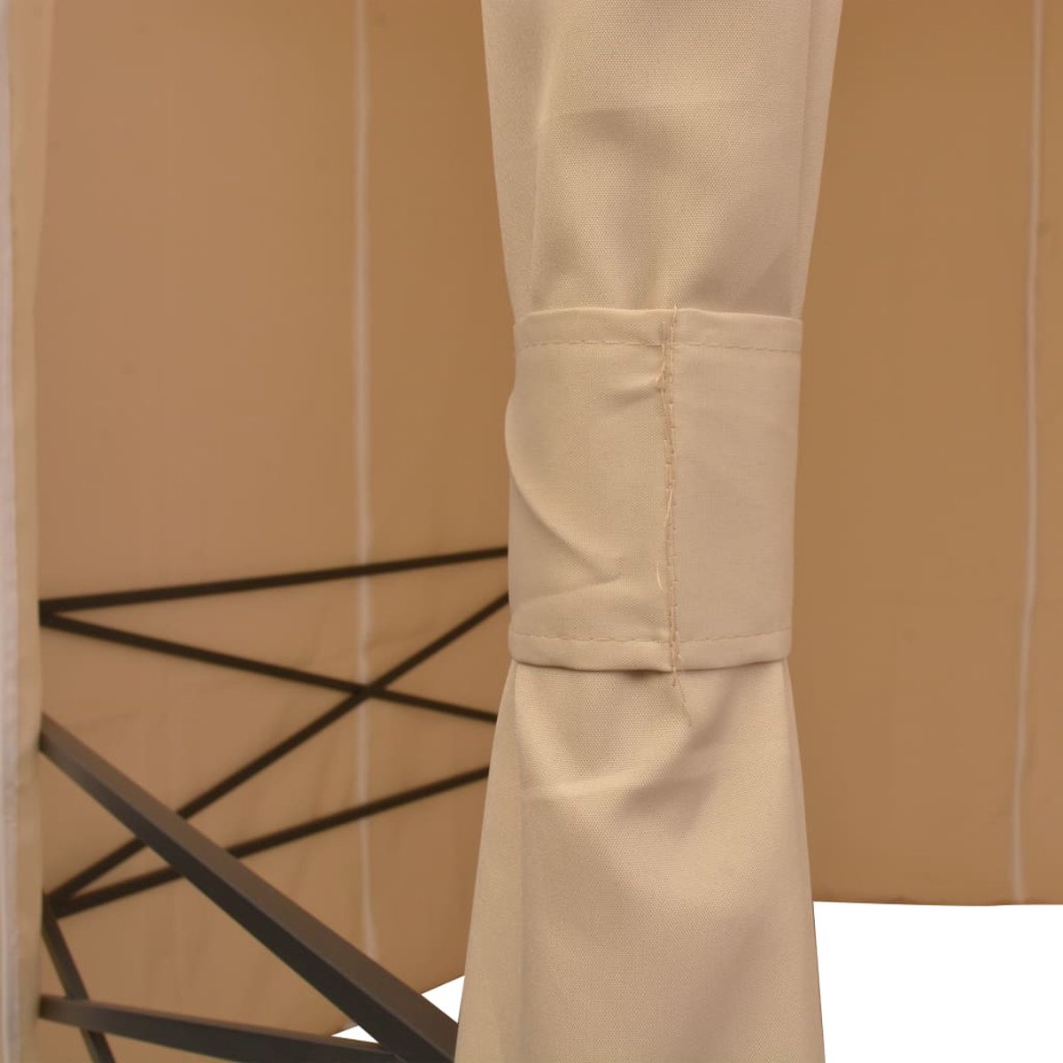 Vidaxl Tuinpaviljoen Met Gordijnen Hexagonaal 360x265 Cm - Beige