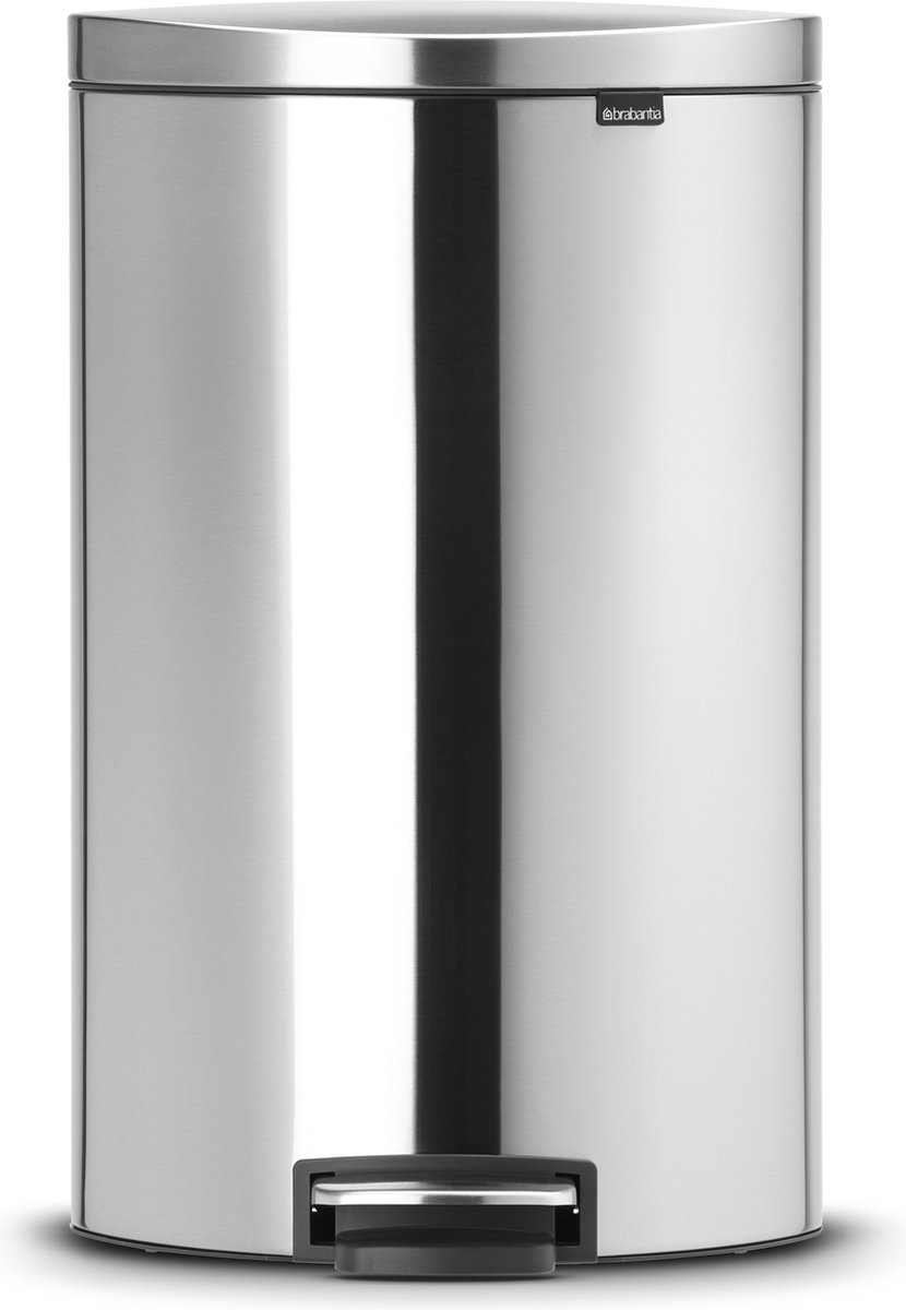 Brabantia Flatback+ Pedaalemmer 40 Liter Met Kunststof Binnenemmer - Matt Steel Fingerprint Proof - Silver