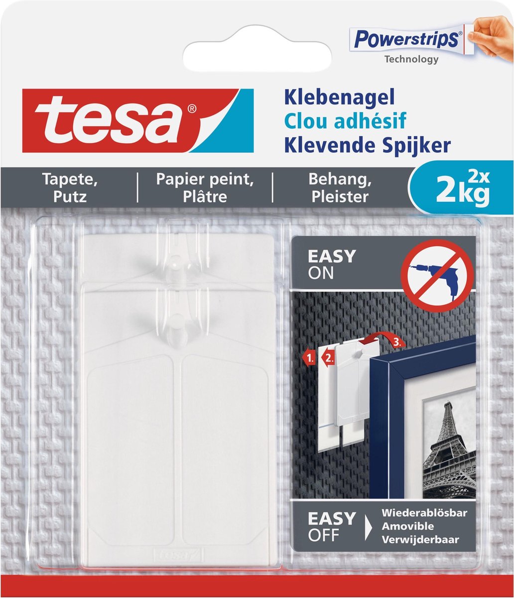 Tesa Klevende Spijker Voor Behang En Pleister. - Wit