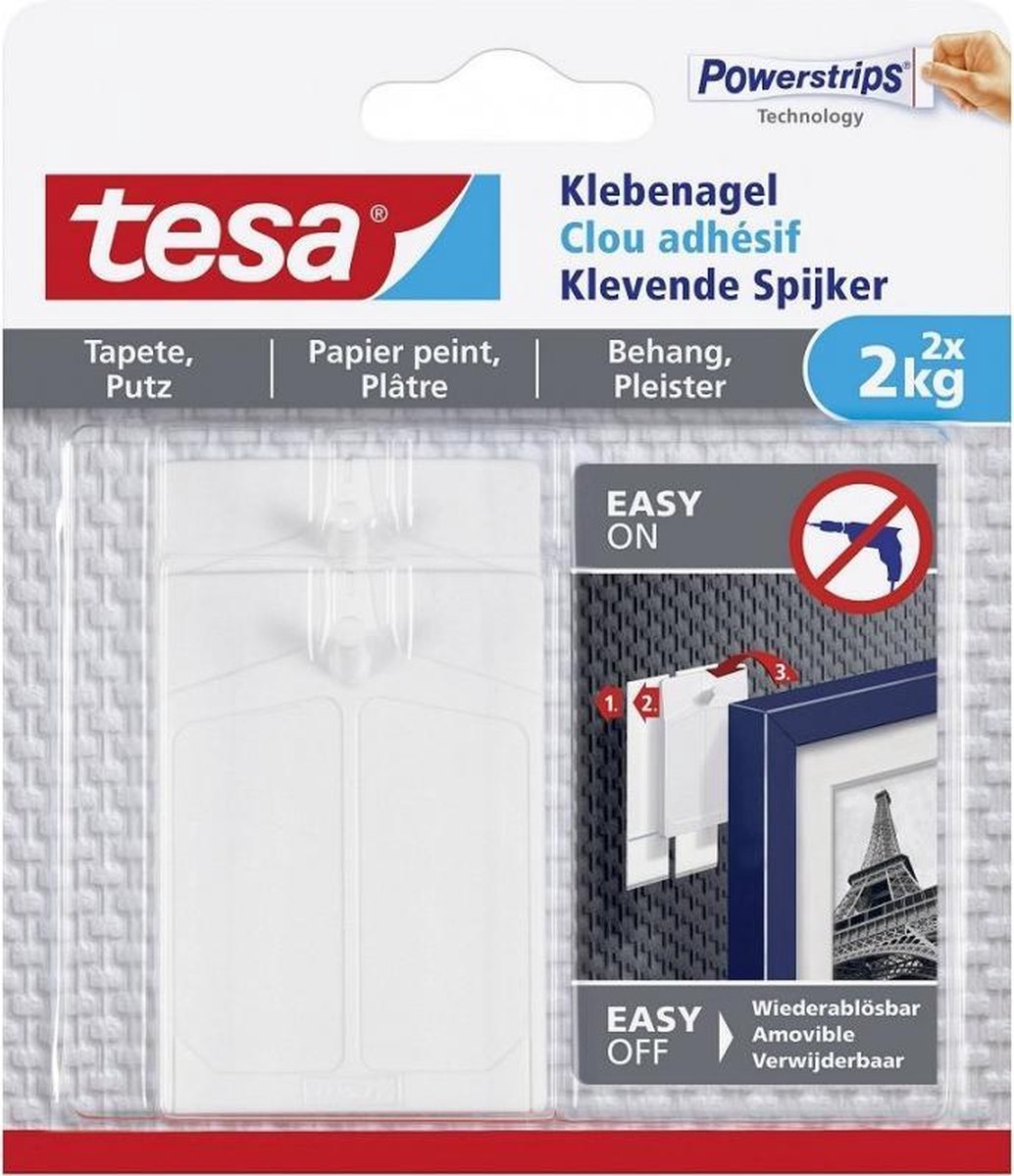 Tesa Klevende Spijker Voor Behang En Pleister. - Wit