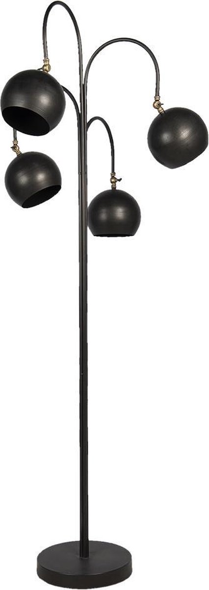 Clayre & Eef Vloerlamp - Ø 50*175 Cm Ijzer - Rechthoek - - 5lmp634 - Zwart