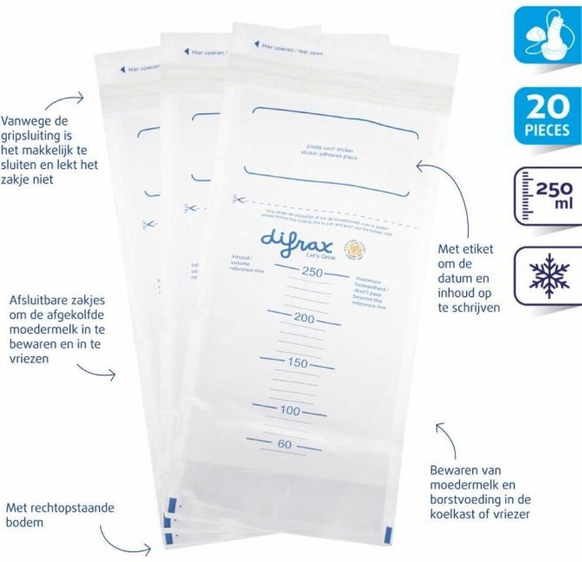Difrax Moedermelk bezwaarzak BtoB 20stuks