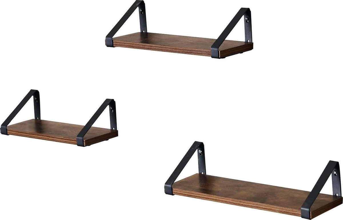 Songmics Wandplanken - Zwart/ - Metaal - Bruin