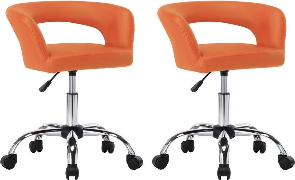 Vidaxl Eetkamerstoelen 2 St Kunstleer - Oranje