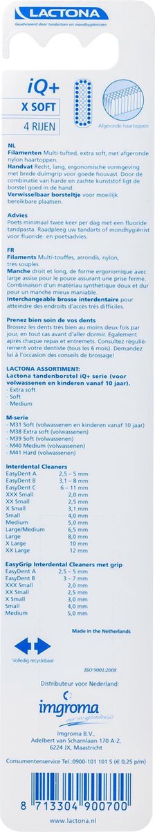 Lactona Tandenborstel iQ Nylon Extra-soft Per stuk